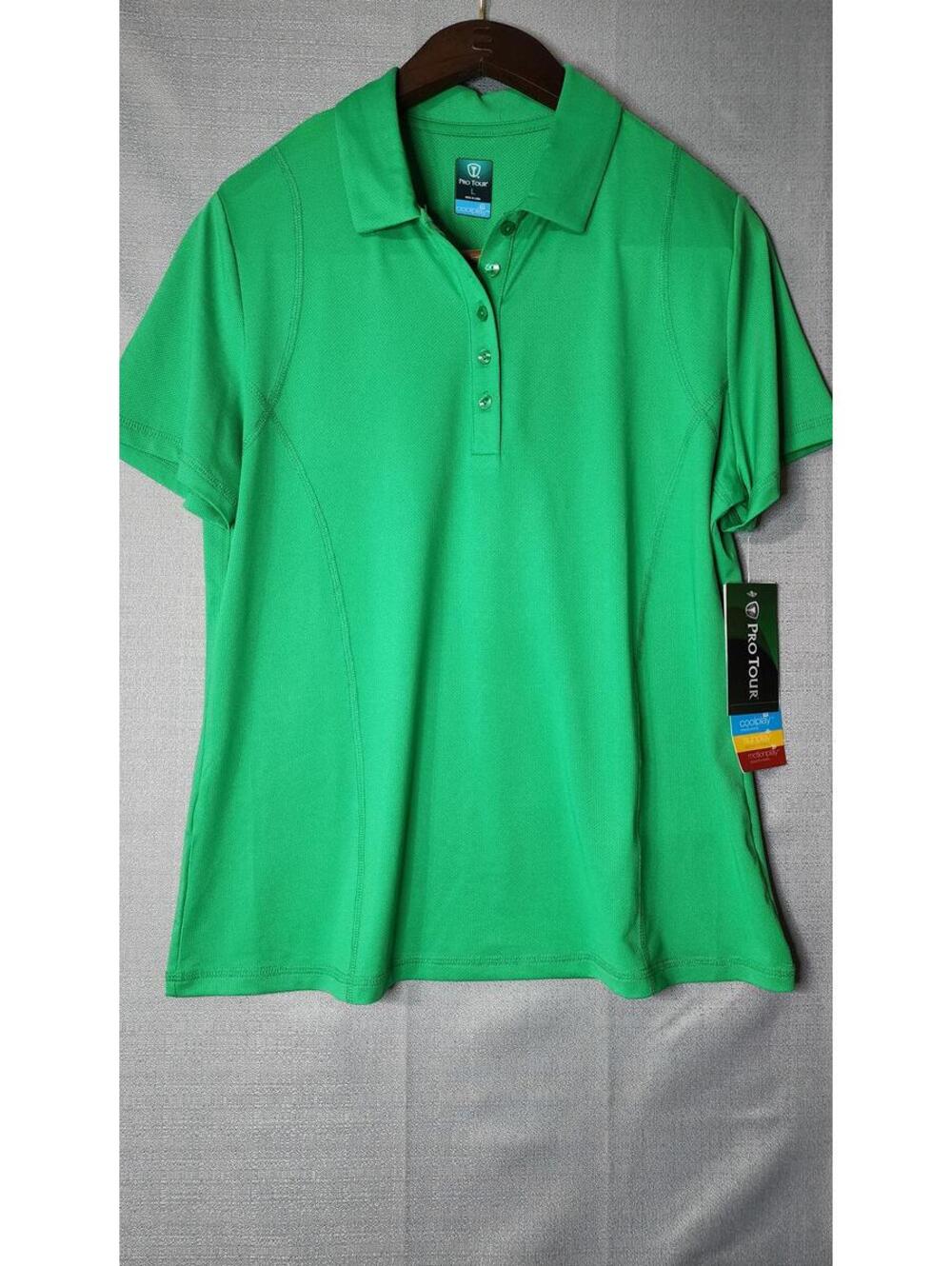 Pro Tour Women's Coolplay Golf Polo Shirt - Bright Green - Size L NWT